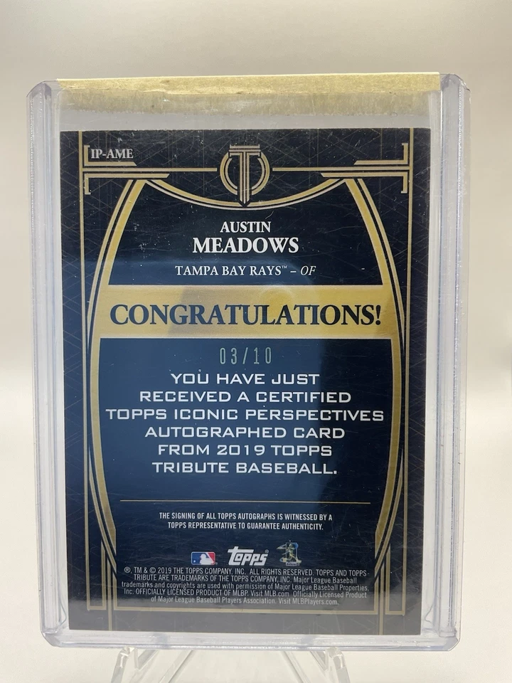 2019 Topps Tribute Auto  /10 Austin Meadows IP-AME - Image 2 of 3