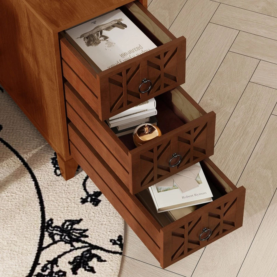 End Table W 3 Drawers Corner Table W 4 Open Shelves Tall Side Table - Image 3 of 4