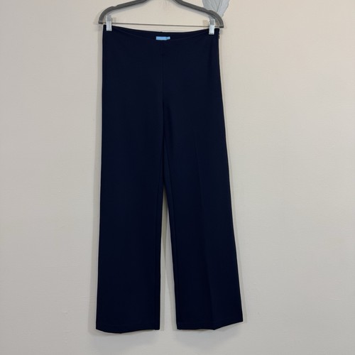 J.McLaughlin Damen Ponte Strickhose weites Bein Größe 4 Seitenreißverschluss Stretch marineblau