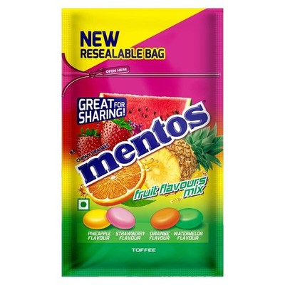 Mentos, Rainbow Assorted Chewy Dragees Pouch 136G 40Pic Orange & Mint