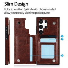 Wallet Card Holder Case For Samsung Galaxy S25 S24 S23 S22 S21 S20 Leather Cover