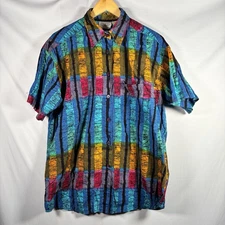 Venezia Vitale Womens Button Up Top Size 14 16 Artsy Boho Festival Vacation Fun