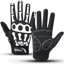Skeleton Full Finger Gloves Touch Screen MTB Motorcycle Bicycle Cycling Gloves