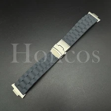Replacement Three Links Rubber Watch Strap Fits for Tissot PRX Clasp Adapter GRY