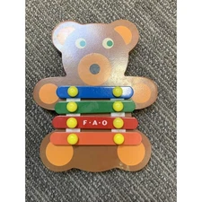 F.A.O Schwarz Brown Teddy Bear 4 Note Xylophone rainbow Toy
