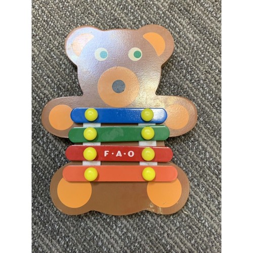 F.A.O Schwarz Brown Teddy Bear 4 Note Xylophone rainbow Toy