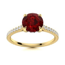 925 Sterling Silver Garnet Stone Solitaire with Accents Wife Ring Jewelry