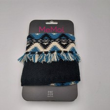 MeMoi Aztec Geo Boot Topper Cuffs Boho Knit Tassel Fringe Blue Leg Warmers