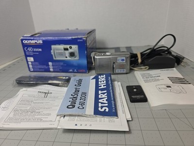 Olympus C-60 Zoom Digital Camera 6.1MP Silver Bundle Battery - Charger - Manual