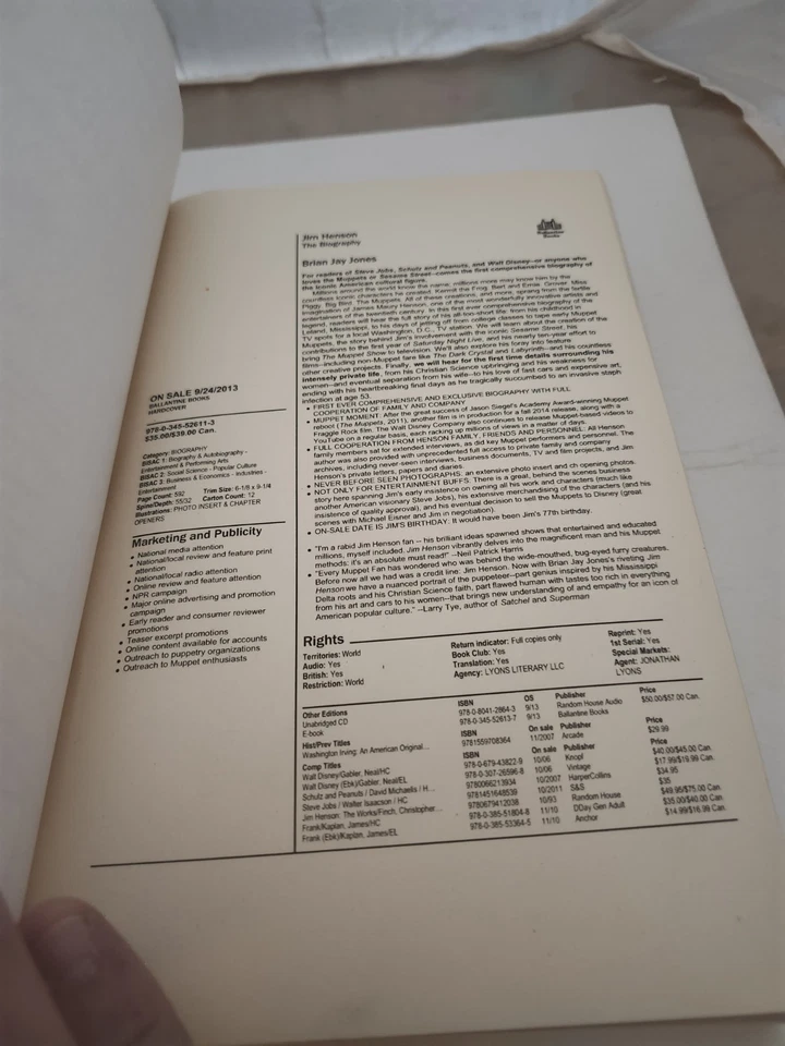 Jim Henson: The Biography 2013 Brian Jay Jones Advance Uncorrected Proof Rare!  - Image 4 of 4