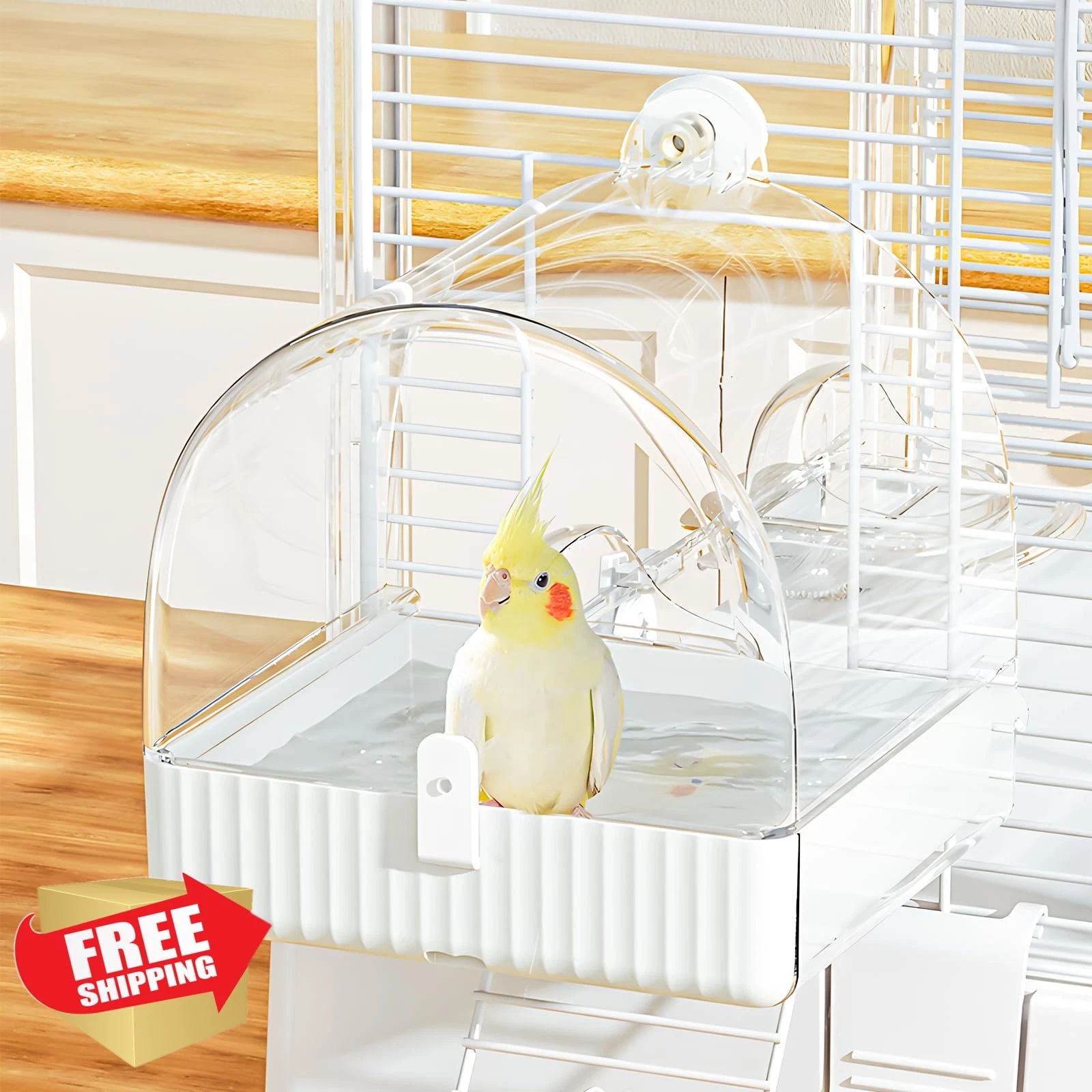 BUCATSTATE Hanging Bird Bath Cage Small Medium Birds