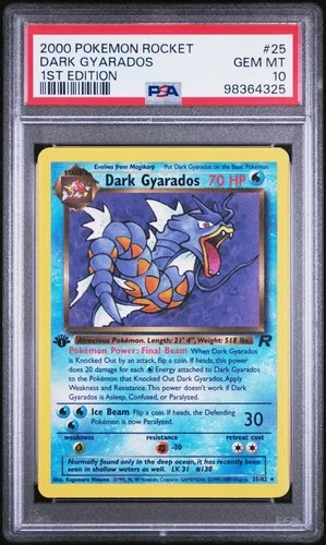 2000 POKEMON ROCKET 1ST EDITION #25 DARK GYARADOS PSA 10