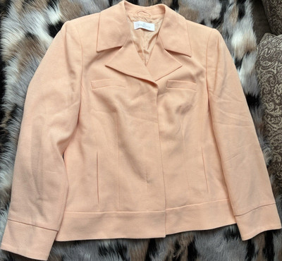 Elegance Paris Damen Blazer Apricot Langarm Schurwolle Größe L Schurwolle