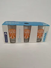 Retro Orange Slice Luminarc Clear  4” Juice Glass 6 oz Set 6 Brand New! 