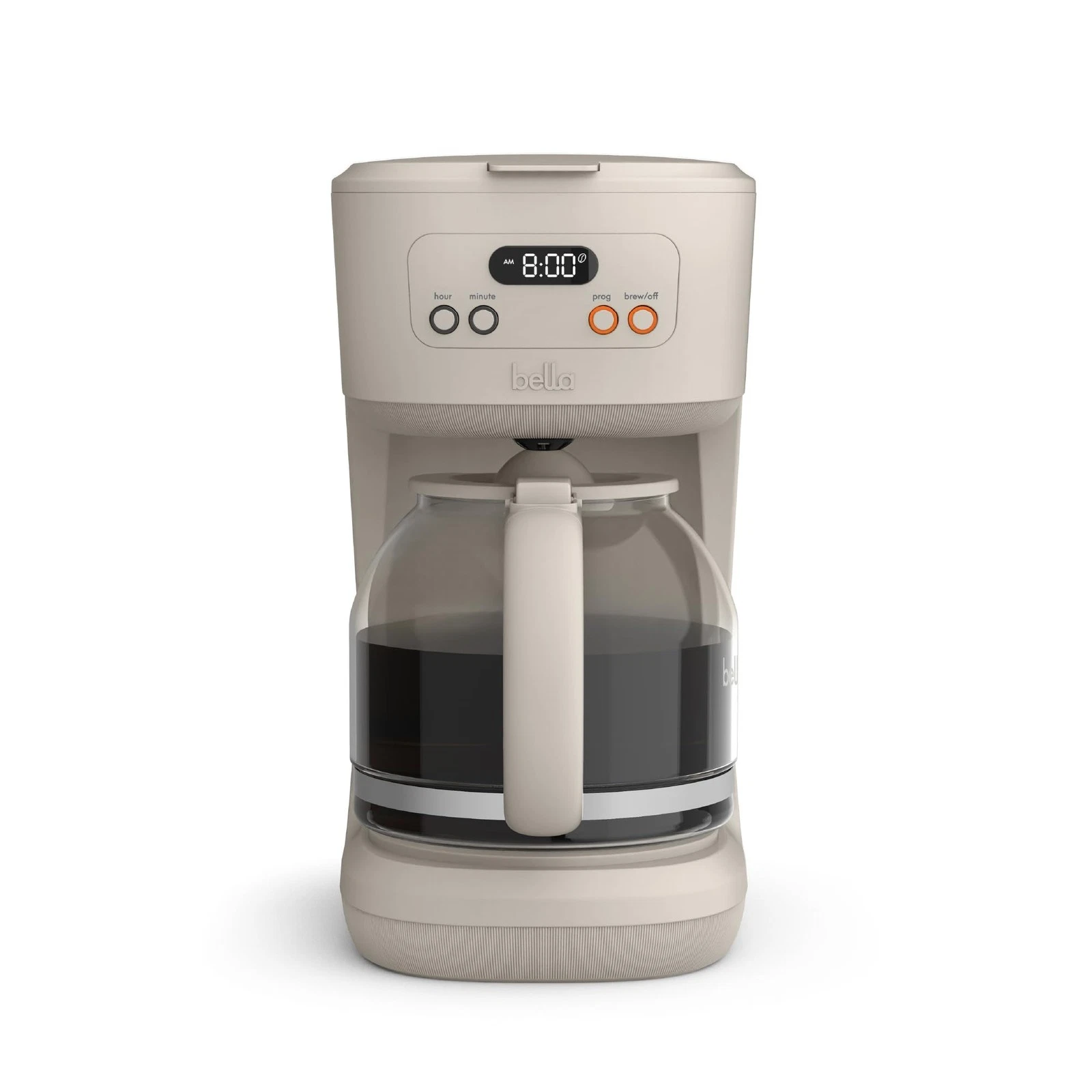 BELLA 12 Cup Programmable Coffee Maker, Reusable Dishwasher 12 cup, Oatmilk