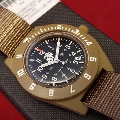 #ad Original USMC Military Watch Marathon Navigator Date DT Domed Lexan Semper Fi $384.96