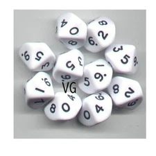 NEW RPG Dice Set of 10D10 - Opaque White