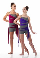 Child 6X7 RIBBONS Contemporary Ballet Dance Costume Acro Biketard PINK