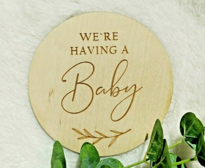 Baby Pregnancy Announcement Wooden Card We Re Having A Baby Wooden Sign Np10 Ebay