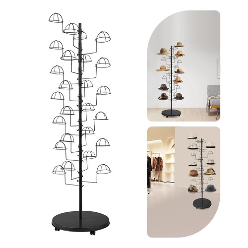 Metal Hats Display Stand Hat Storage Stand Freestanding Hat Rack w/ 25 Hooks - Picture 33 of 56