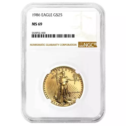 1986 $25 American Gold Eagle 1/2 oz NGC MS69 Brown Label