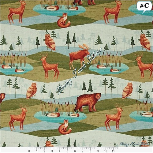 WINDHAM "WILD WOODS" ANIMALS FOX, DEER, BEAR, MOOSE, OWL, BIRDS FABRICS (SELECT) - Picture 8 of 9