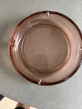 Vintage Heavy Light Amber Glass 4 Slot Cigarette Cigar Ashtray 8" MCM No Chips