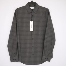 Calvin Klein Men's Long Sleeve Dress Shirt Small Gray Check Stretch Cotton NWT
