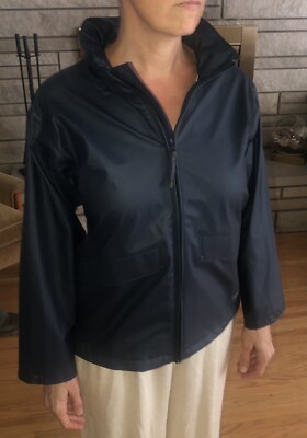 Helly Hansen Rain Coat Jacket Windbreaker Navy Blue No Hood Sz Regular