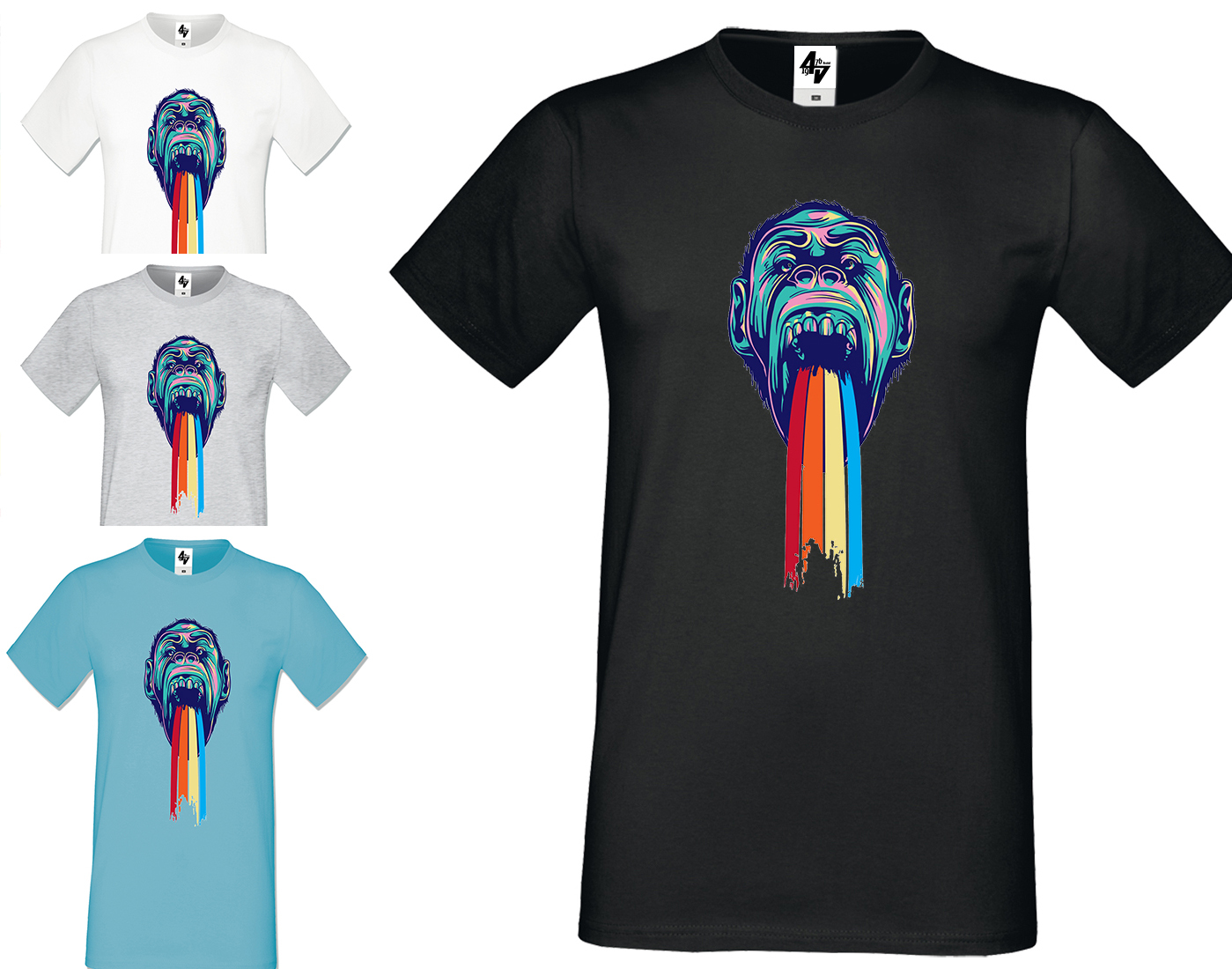 Mens Designer Monkey Rainbow Fashion Short Sleeve Crew Neck T Shirt LGDP