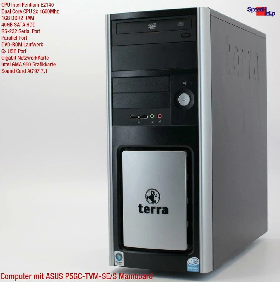 Computador Home Office PC Asus P5GC-TVM-SE/S Windows XP 7 RS-232 porta paralela - Imagem 2 de 4