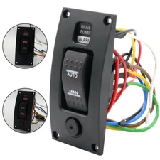 3way Bilge Pump Rocker Switch Panel AUTO-OFF-MAN Circuit Breaker for Boat Marine