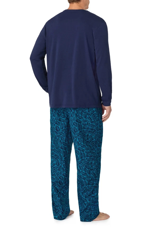 Conjunto Pijama Tommy Bahama Jersey Manga Longa e Calça PJ Tamanho G $98 Azul Marinho/Azul Marinho - Imagem 4 de 4