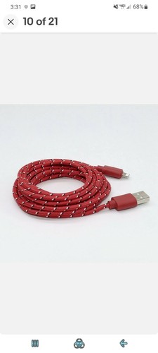 5 PACK 3,6, 10 FT Heavy Duty Braided USB Charger Cable Cord For iPhone redgray - Picture 2 of 6