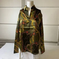 CATHERINE GEE Daria French Cuff Silk Blouse Women's Size S