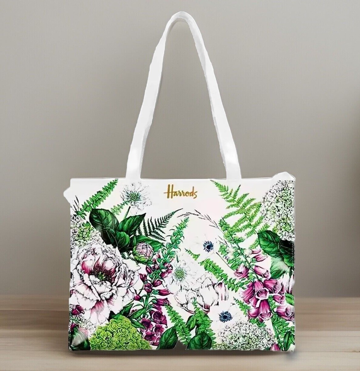 HARRODS LONDON Large Tote Bag with Flowers New | eBay