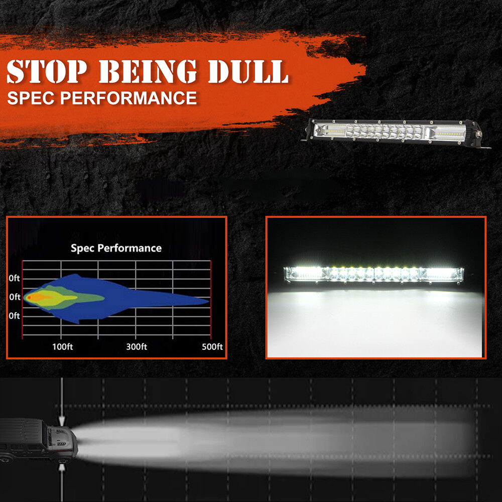 8 inch LED Work Light Bar Flood Spot Beam for Offroad 4WD Driving Fog Truck SUV