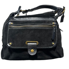ECCO Suede Medium Hobo Shoulder Bag Black Sof...