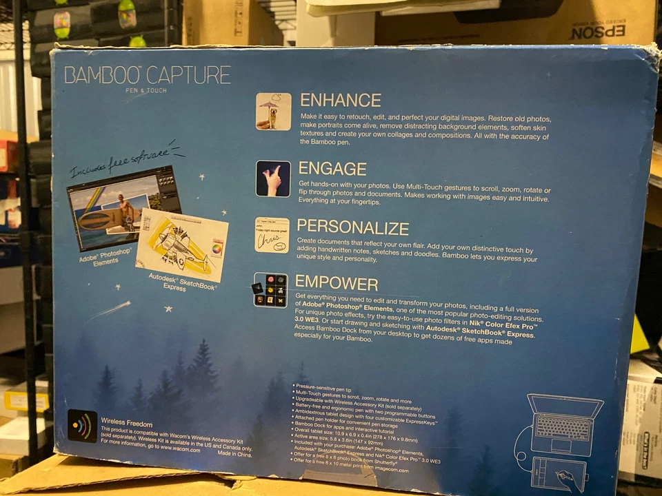 NEW Wacom Bamboo Capture Digital Photo Editing Tablet Drawing CTH470  - Image 2 of 3