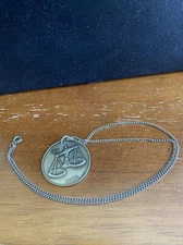 Astrology Zodiac Sign Libra Sept. 24 - Oct. 23 Necklace Medallion 24" Chain