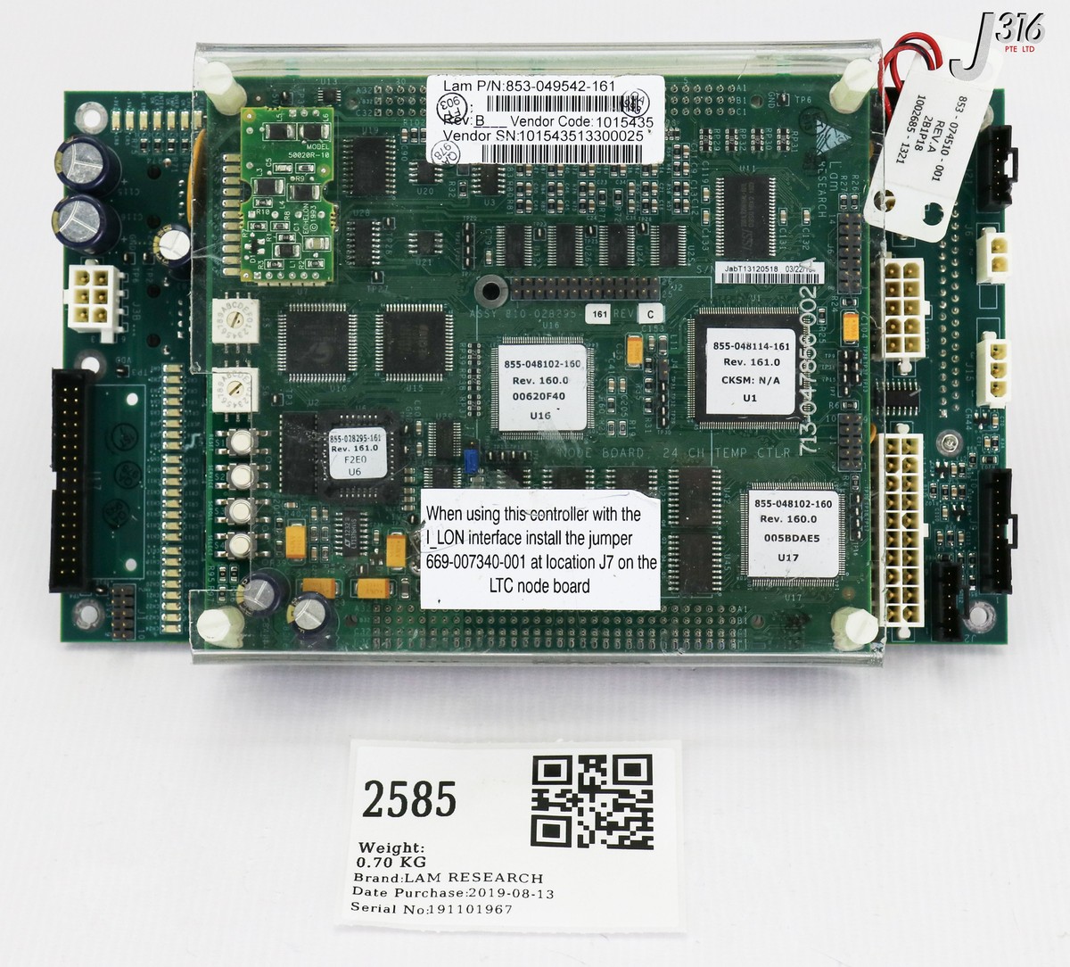 2585 LAM RESEARCH PCB 24 CH TEMP CTL MB 810-028295-161 853-049542