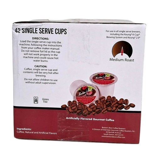 Bostons Best Chocolate Raspberry Gourmet Coffee Pods 42 Single Serve K Cups USA - Picture 3 of 9