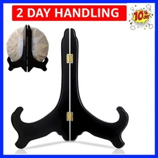 12 Inch Wooden Display Stand - Black Wood Plate Stand Frame - Decorative Plat...