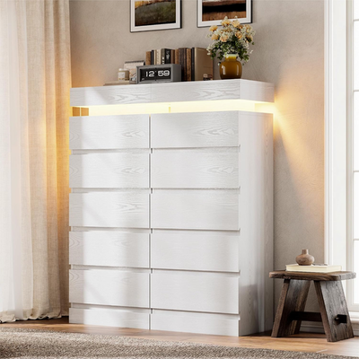 54" Tall 5 Drawer Dresser for Bedroom, White Dresser with LED Light and Power Ou | eBay 54" Tall 5 Drawer Dresser for Bedroom, White Dresser with LED Light and Power Ou | eBay