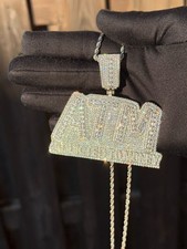 Iced Out Platinum PLT  Pendant + Rope Chain *Free Shipping*