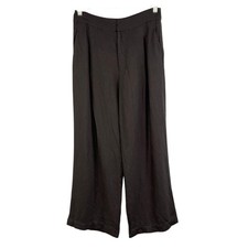 ZARA Dark Brown High Rise Pleated Wide Leg Dress Pants Medium Relaxed Fit