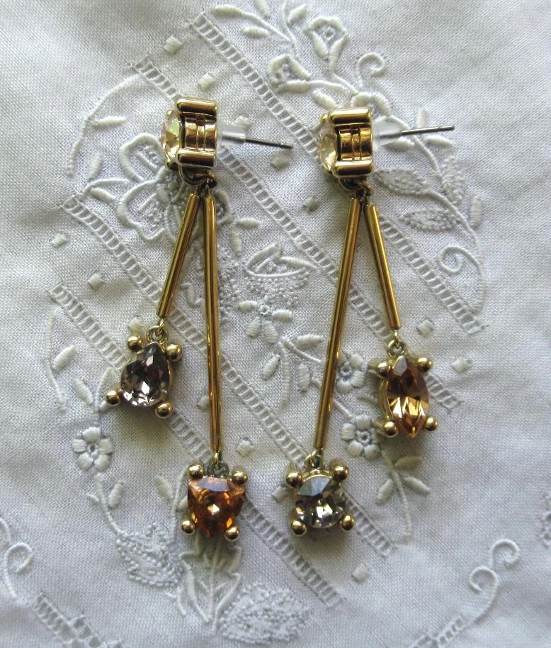 GOLDENE OHRHÄNGER - OHRSTECKER - KRISTALL - PIERRE LANG - 5,5 cm - Bild 2 von 3