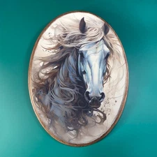 SURREAL HORSE WOODEN DECOR, Fantasy Mustang Wood Plaque, Rustic Farm Animal Art