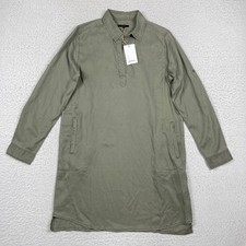 Quince Tunic Dress Womens M Olive Vintage Wash Tencel Roll Sleeve Minimalist