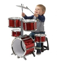 Rockstar Junior 7-Piece Drum Kit Set - Red | Kids Beginner Drum Set